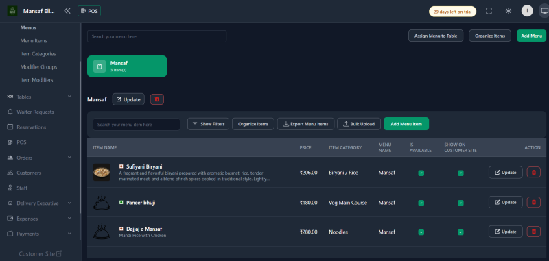 Effortless Menu Management